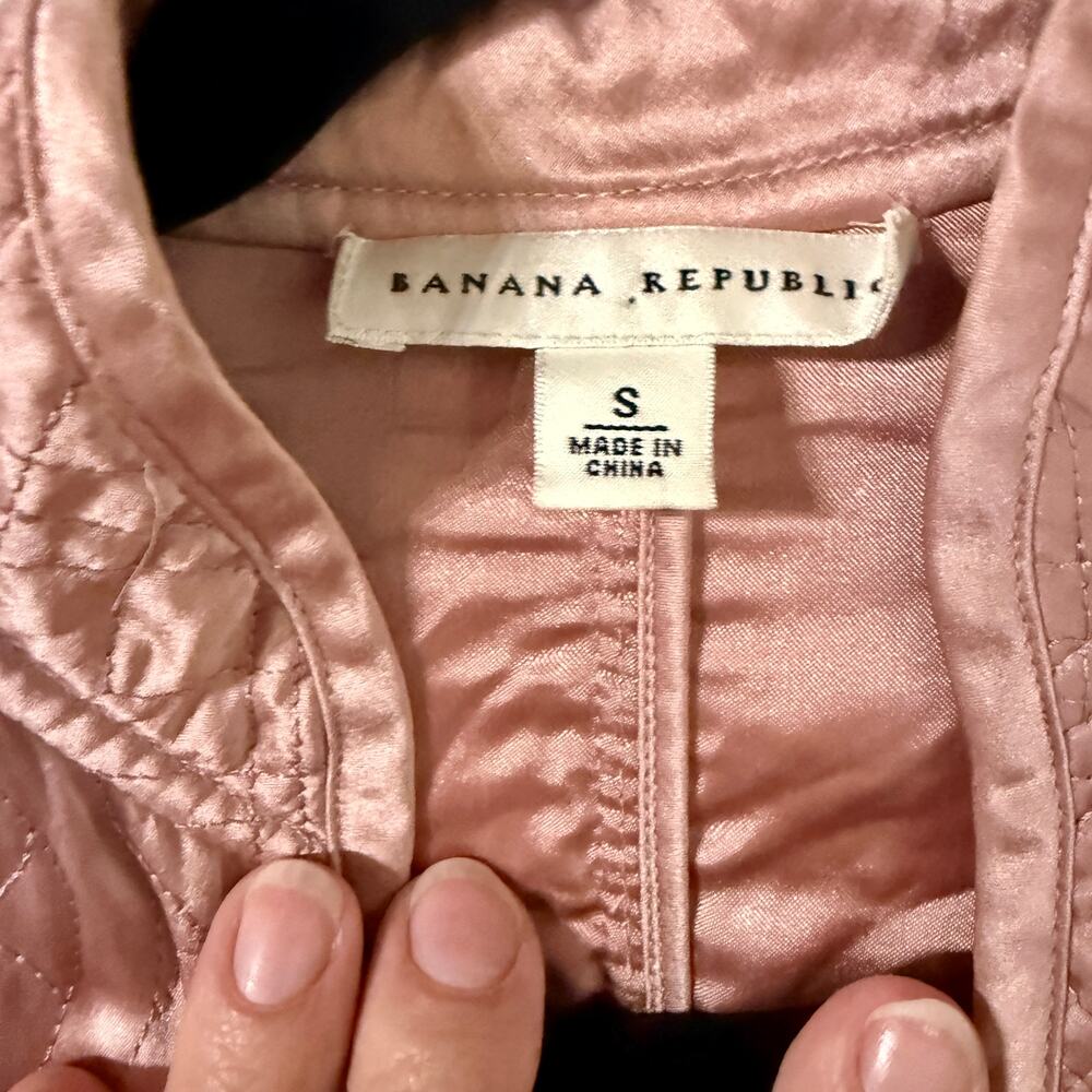 Banana Republic Silk Quilted Jacket Womens Small Blush Pink Lightweight Blazer - Picture 4 of 9